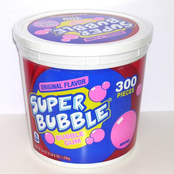 Super Bubble Gum Pink Original Flavor Individually Wrapped 300 Pcs Tub BB 8/2022 - Picture 1 of 8